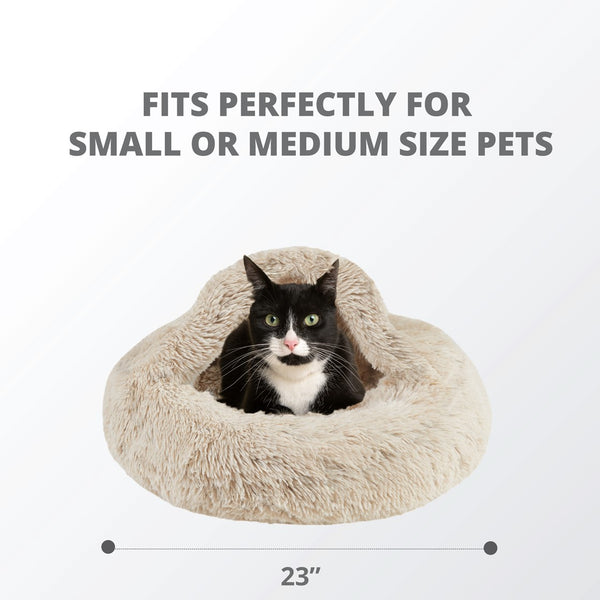 Luna Hooded Round Pet Bed by Friends Forever - • SIZE: D 23