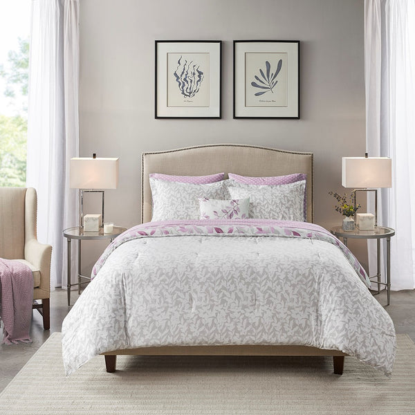 Sofia Reversible Comforter Set with Bed Sheets in Purple - Gifts for You 'n Me