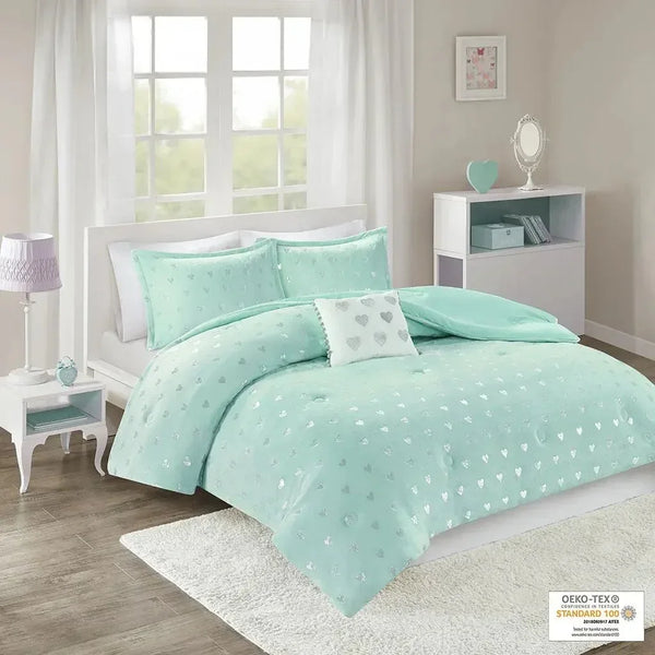 Rosalie Metallic Printed Plush Comforter Set by Mi Zone - Gifts for You 'n Me