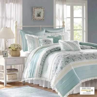 Dawn 9 Piece Cotton Percale Comforter Set by Madison Park