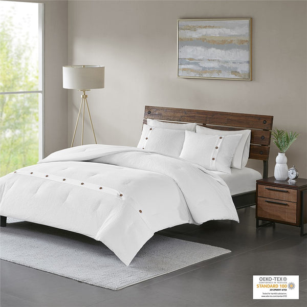 Finley 3 Piece Cotton Waffle Weave Comforter set - White - Gifts for You 'n Me