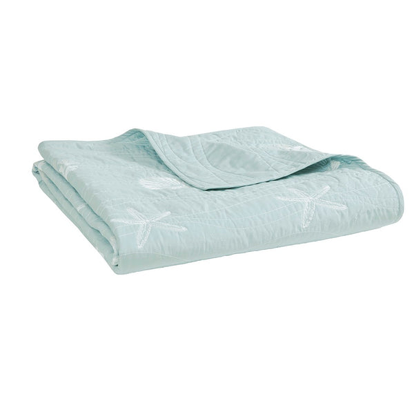 Seaside 4 Piece Cotton Coverlet Set - Aqua