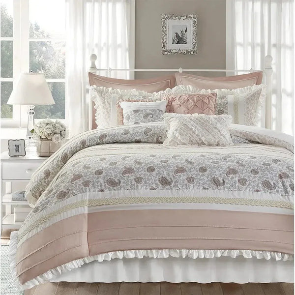 Dawn 9 Piece Cotton Percale Comforter Set by Madison Park - Gifts for You 'n Me