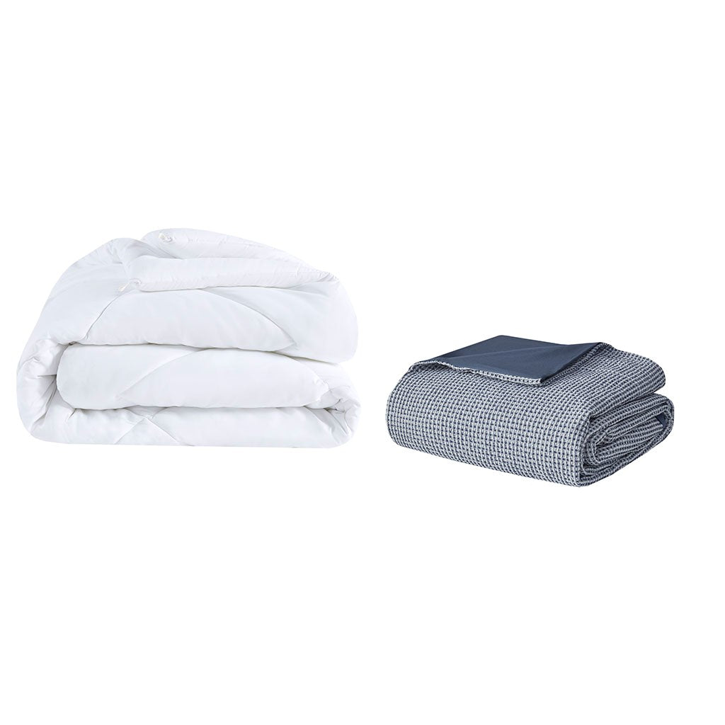 Mara 4 PC Cotton and Rayon from Bamboo Blend Waffle Weave Comforter Cover Set w/removable insert