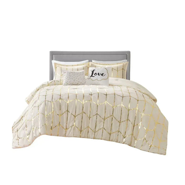 Raina Metallic Printed Comforter Set by Intelligent Design - Gifts for You 'n Me