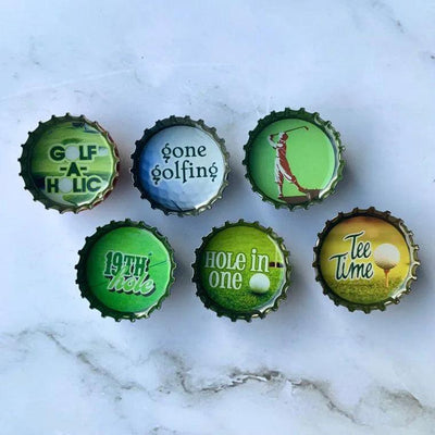 Golf / Father's Day Bottle Cap Magnets - Set of 6