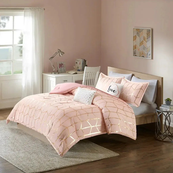 Raina Metallic Printed Comforter Set by Intelligent Design - Gifts for You 'n Me