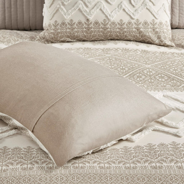 Mila 3 Piece Cotton Taupe Comforter Set with Chenille Tufting by INK+IVY - Gifts for You 'n Me