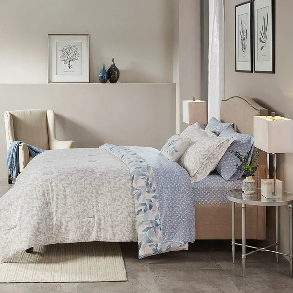 Sofia Reversible Comforter Set with Bed Sheets in Blue - Gifts for You 'n Me