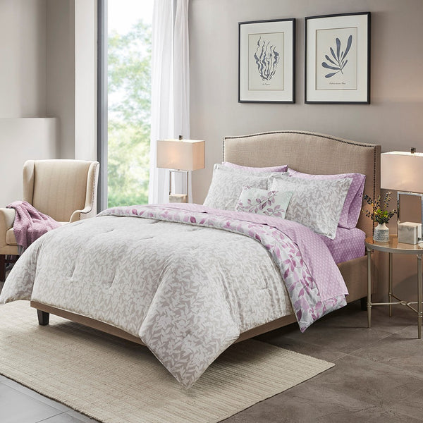 Sofia Reversible Comforter Set with Bed Sheets in Purple - Gifts for You 'n Me