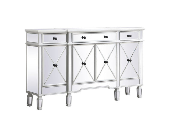 Elegant 60 Inch Mirrored Credenza in Antique White - Gifts for You 'n Me