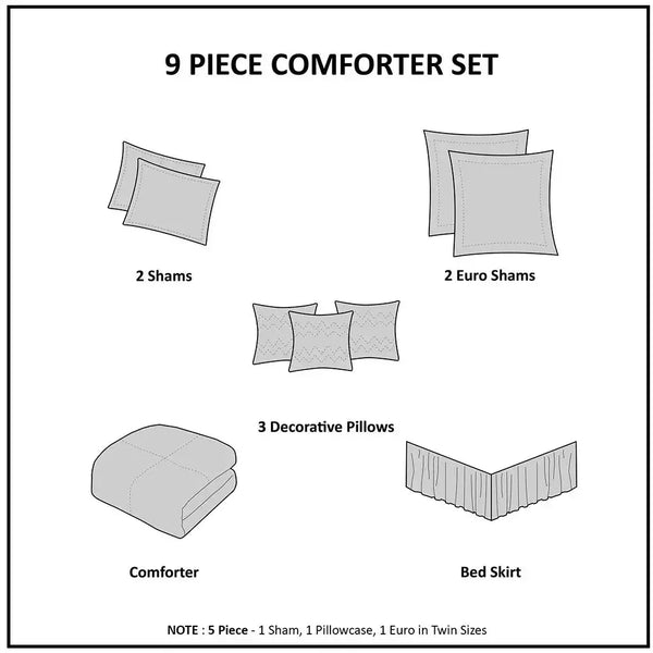 Dawn 9 Piece Cotton Percale Comforter Set by Madison Park - Gifts for You 'n Me