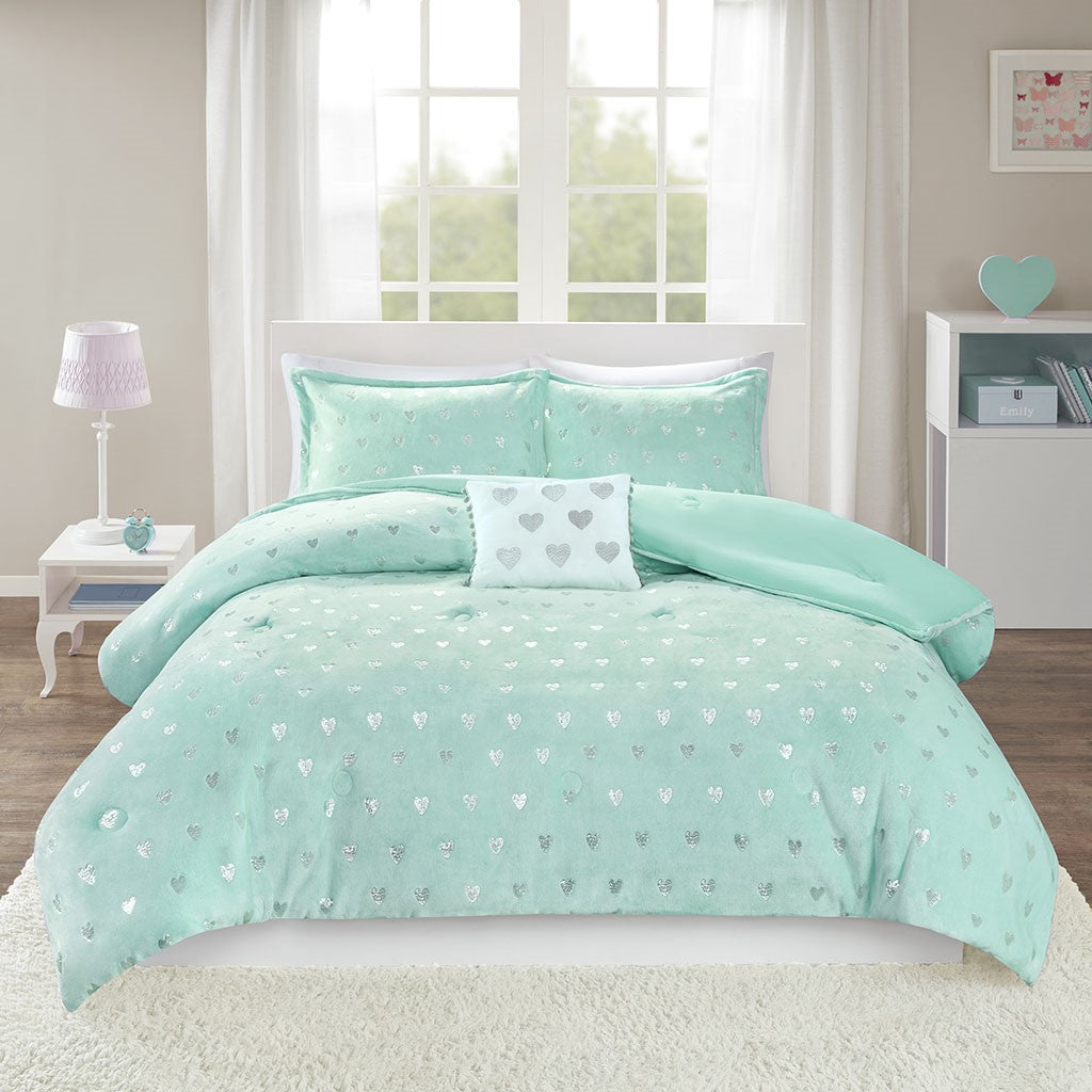 Rosalie Metallic Printed Plush Comforter Set by Mi Zone