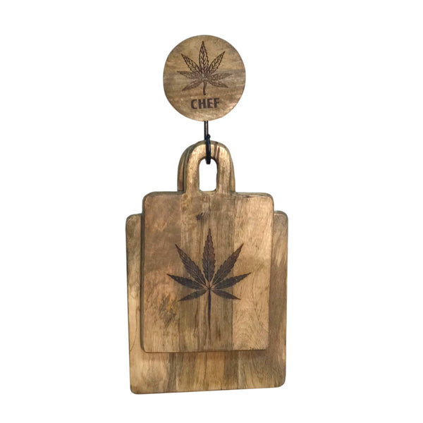 3 Pc Cannabis Chef Cutting Boards with Wall Hook Hanger - Gifts for You 'n Me