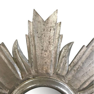 Hand Carved Wood Excelsior Wall Mirror-Silver Foil Finish
