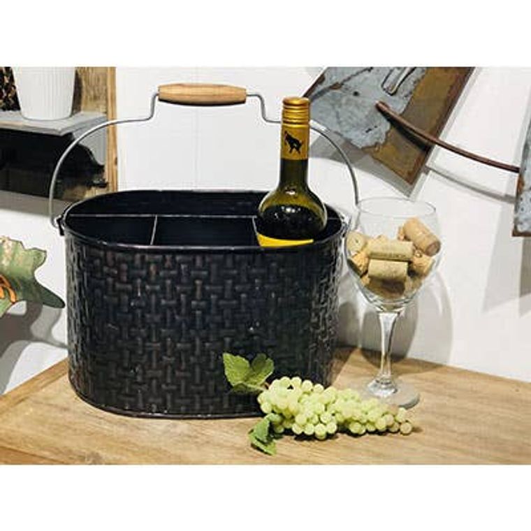 Four Compartment Glossy Bronze Oval Utensil Caddy - Gifts for You 'n Me