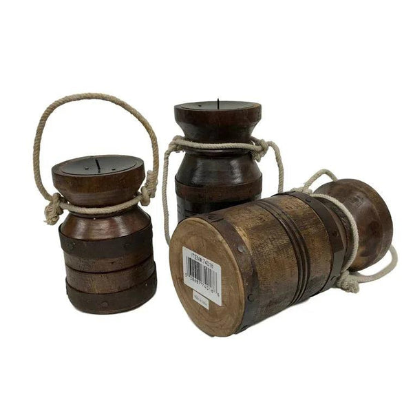 Set/3 Northern Woods Syrup Barrel Candle Holders - Gifts for You 'n Me