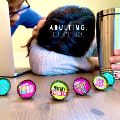 Adulting Bottle Cap Magnets - Set of 6