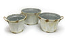 Set Of 3 Corrugated Tin Planter Buckets/Distressed Cream FInish