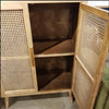 Tall Wood Cabinet With Two Woven Cane Doors