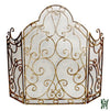 Iron Scroll Design Fire Screen - Hearth Three Panel With Mesh Fireplace