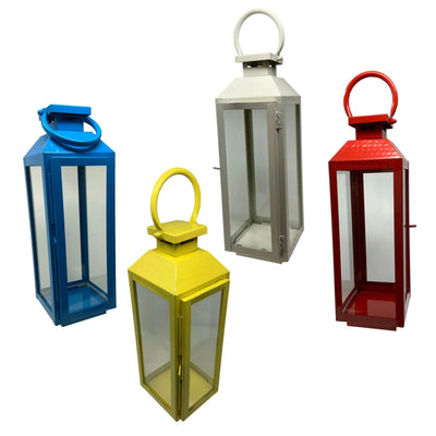 SET of 4 Assorted Fireside Candle Lantern-Bright Bold Colors