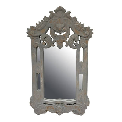 Hand Carved Wood Greystone Wall Mirror