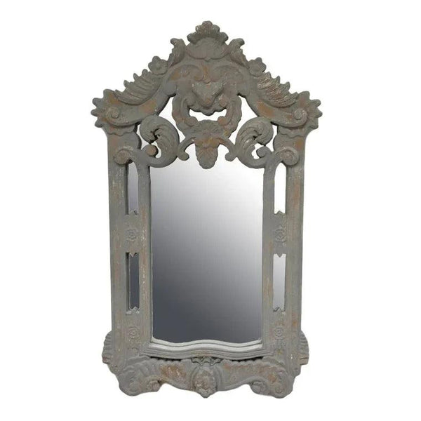 Hand Carved Wood Greystone Wall Mirror - Gifts for You 'n Me