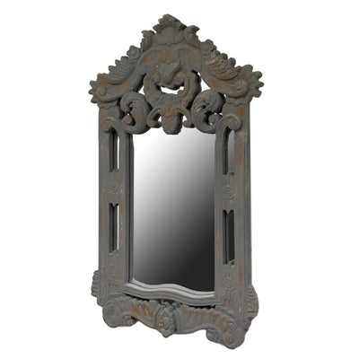 Hand Carved Wood Greystone Wall Mirror