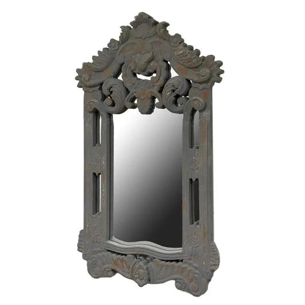 Hand Carved Wood Greystone Wall Mirror - Gifts for You 'n Me