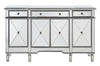 Elegant 3 Drawer 4 Door Cabinet 60 In. X 14 In. X 36 In. In Silver Clear