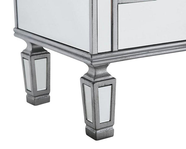 Elegant 3 Drawer 4 Door Cabinet 60 In. X 14 In. X 36 In. In Silver Clear