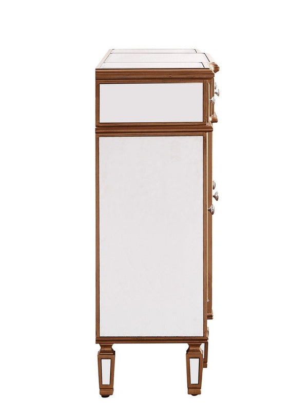 Elegant 3 Drawer 4 Door Cabinet 48 .In. X 14 In. X 36 In. In Gold Clear - Gifts for You 'n Me