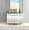 Elegant 3 Drawer 4 Door Cabinet 48 .In. X 14 In. X 36 In. in Silver Clear