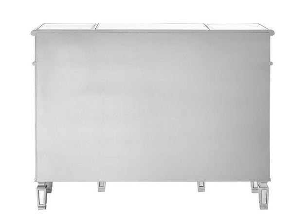 Elegant 3 Drawer 4 Door Cabinet 48 .In. X 14 In. X 36 In. in Silver Clear - Gifts for You 'n Me