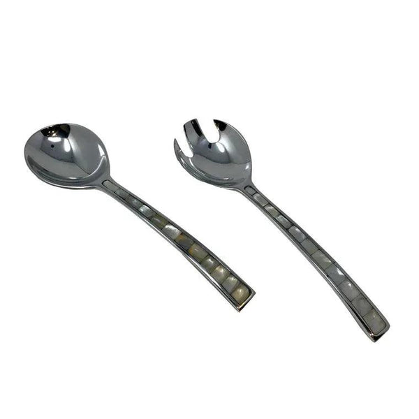 2 Pc Serving Utensils with Mother Of Pearl Inlay Handles - Gifts for You 'n Me