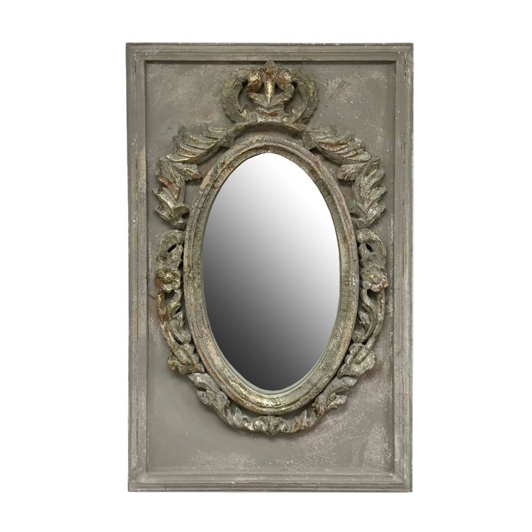 Hand Carved Wood Portrait Wall Mirror