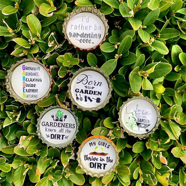 Gardener Bottle Cap Magnets - Set of 6