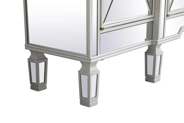 Elegant 60 Inch Mirrored Credenza in Antique White - Gifts for You 'n Me