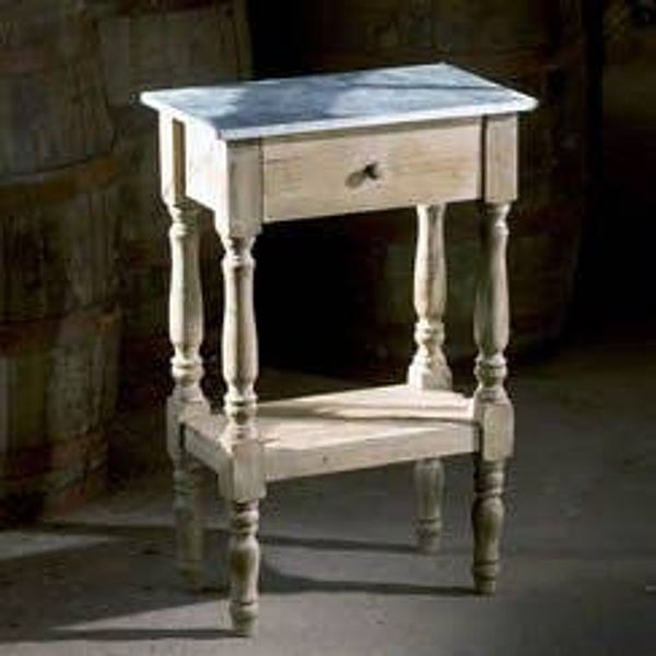 Rustic Recycled Pine Classic End Table with Galvanized Top