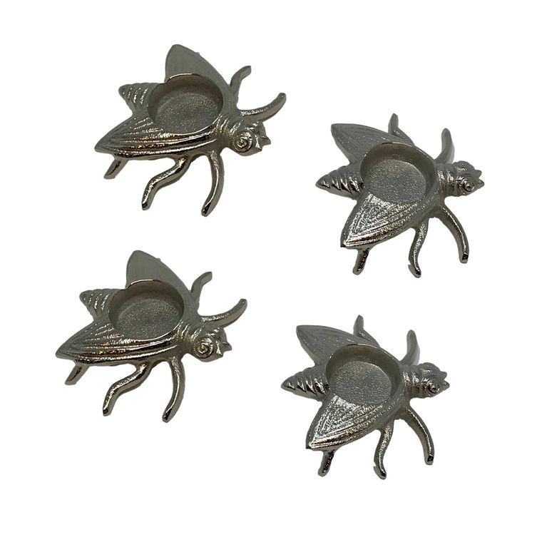 Set of 4 Polished Aluminum Bee T-lite Holders - Gifts for You 'n Me