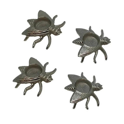 Set of 4 Polished Aluminum Bee T-lite Holders
