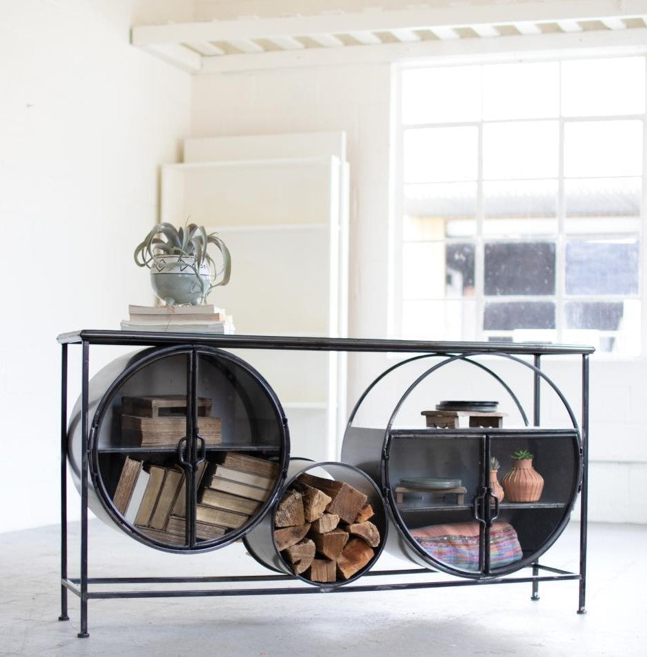 Iron And Glass Circles Console Table