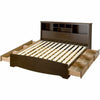 Prepac Manhattan Wooden King Bookcase Platform Storage Bed in Espresso