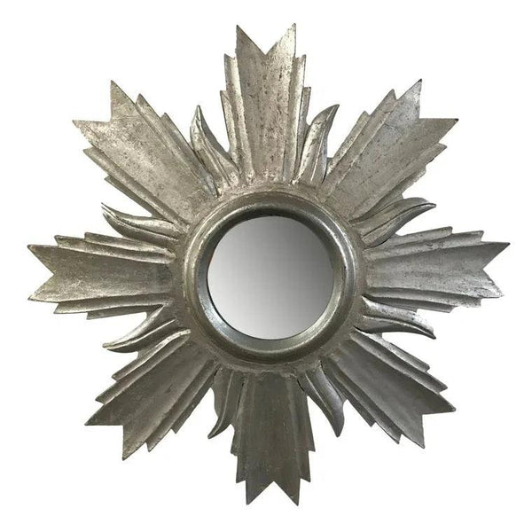 Hand Carved Wood Excelsior Wall Mirror-Silver Foil Finish - Gifts for You 'n Me