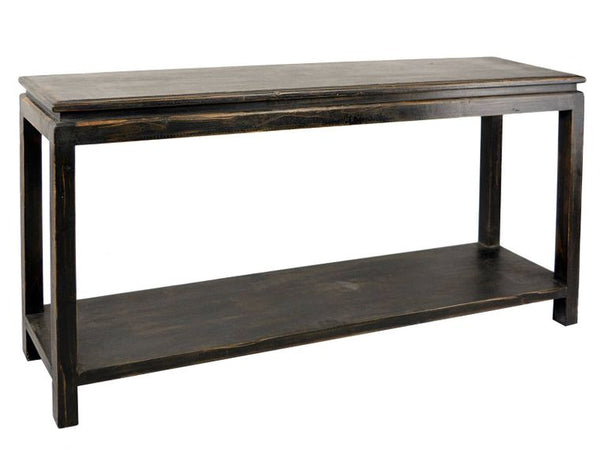 Dark Finish Pine Asian Console Table
