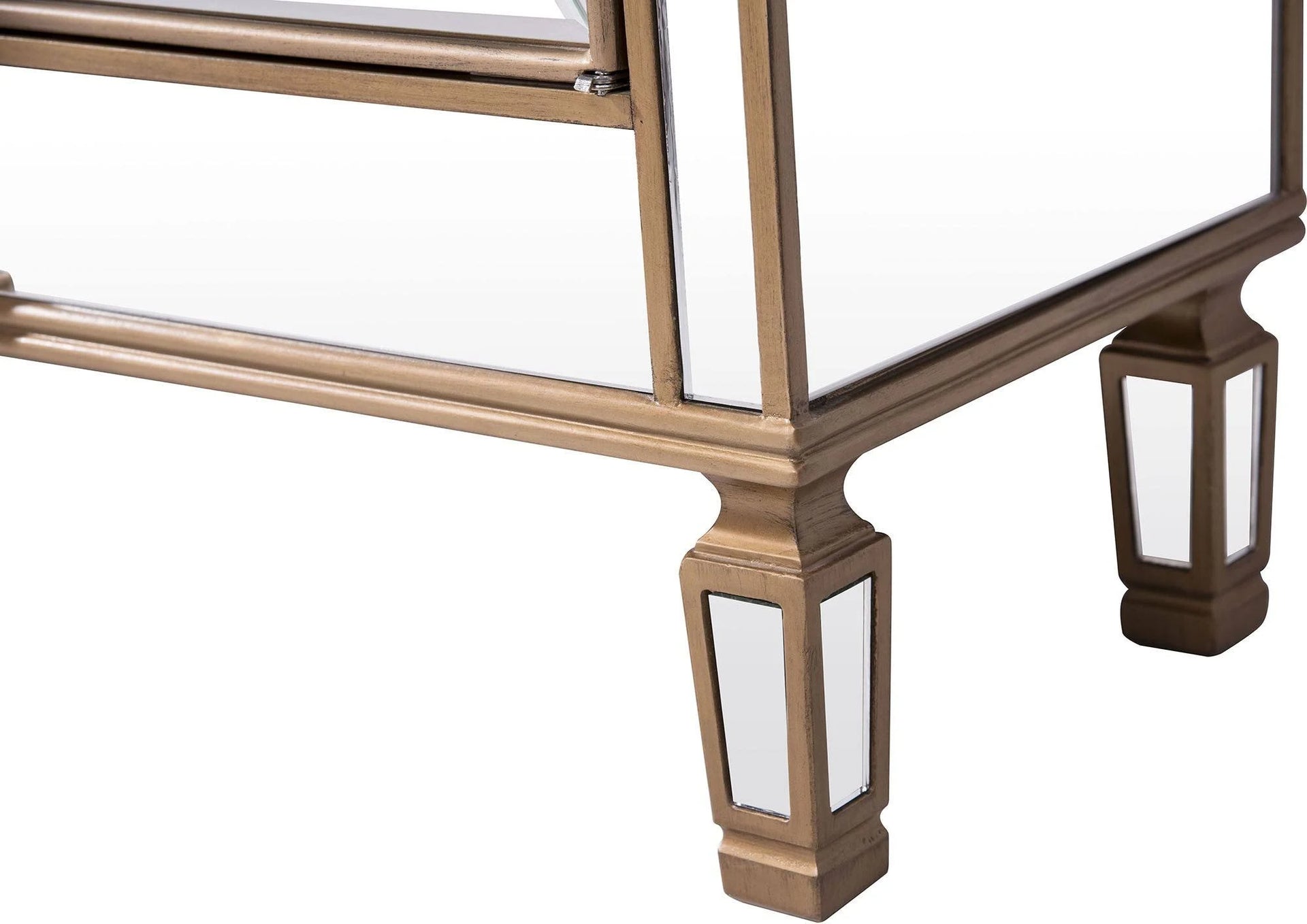Elegant 3 Drawer 4 Door Cabinet 60 In. X 14 In. X 36 In. In Gold Clear