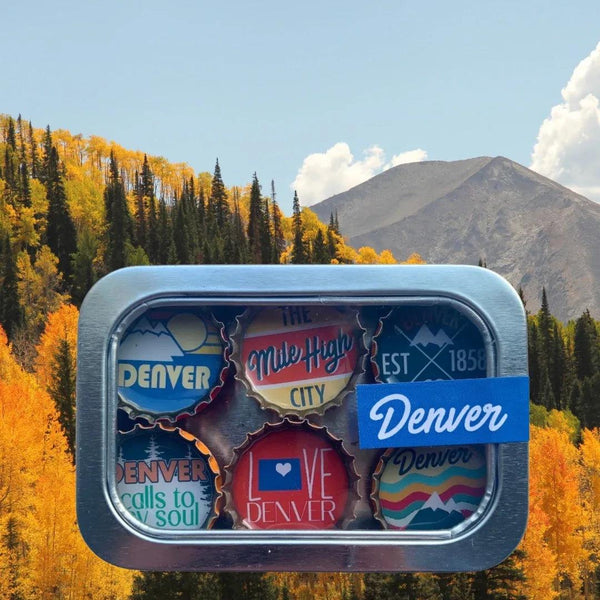 Denver Bottle Caps Magnet Set - Set of 6 - Gifts for You 'n Me