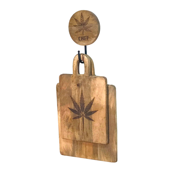 3 Pc Cannabis Chef Cutting Boards with Wall Hook Hanger - Gifts for You 'n Me