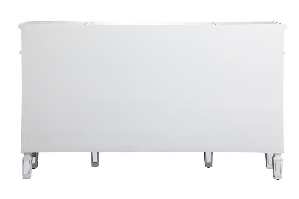Elegant 60 Inch Mirrored Credenza in Antique White